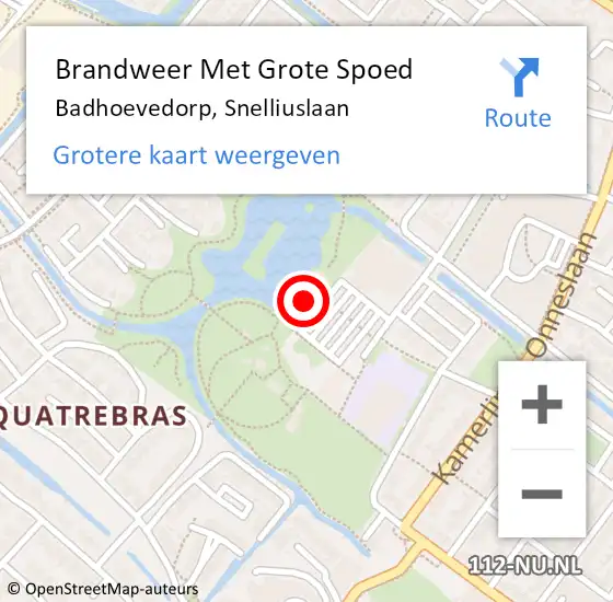 Locatie op kaart van de 112 melding: Brandweer Met Grote Spoed Naar Badhoevedorp, Snelliuslaan op 13 september 2024 17:57