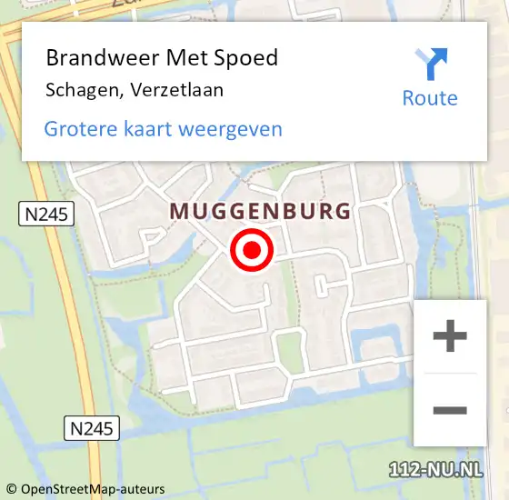 Locatie op kaart van de 112 melding: Brandweer Met Spoed Naar Schagen, Verzetlaan op 13 september 2024 18:12