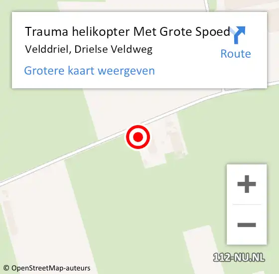 Locatie op kaart van de 112 melding: Trauma helikopter Met Grote Spoed Naar Velddriel, Drielse Veldweg op 13 september 2024 18:25