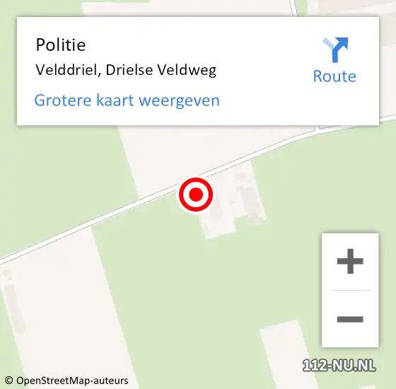 Locatie op kaart van de 112 melding: Politie Velddriel, Drielse Veldweg op 13 september 2024 18:31