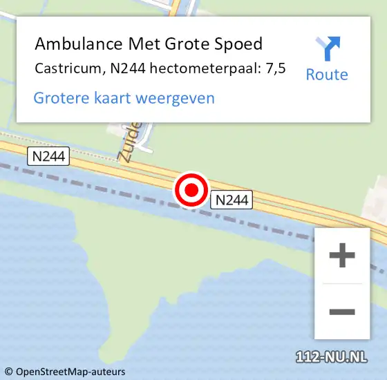 Locatie op kaart van de 112 melding: Ambulance Met Grote Spoed Naar Castricum, N244 hectometerpaal: 7,5 op 13 september 2024 18:34