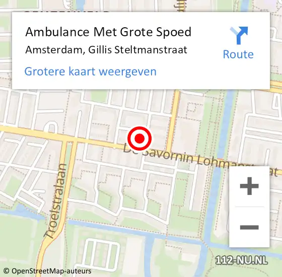 Locatie op kaart van de 112 melding: Ambulance Met Grote Spoed Naar Amsterdam, Gillis Steltmanstraat op 13 september 2024 18:37