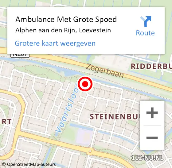 Locatie op kaart van de 112 melding: Ambulance Met Grote Spoed Naar Alphen aan den Rijn, Loevestein op 13 september 2024 18:55