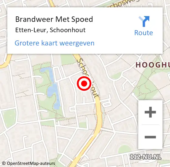 Locatie op kaart van de 112 melding: Brandweer Met Spoed Naar Etten-Leur, Schoonhout op 13 september 2024 18:57