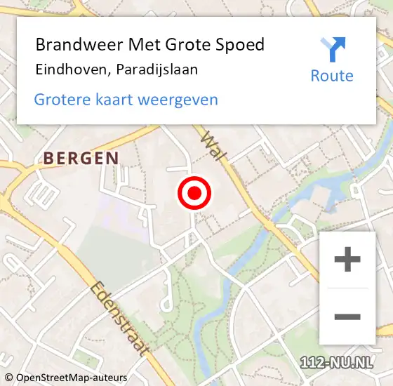 Locatie op kaart van de 112 melding: Brandweer Met Grote Spoed Naar Eindhoven, Paradijslaan op 13 september 2024 19:01