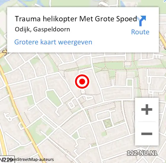 Locatie op kaart van de 112 melding: Trauma helikopter Met Grote Spoed Naar Odijk, Gaspeldoorn op 13 september 2024 19:02