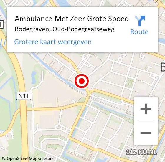 Locatie op kaart van de 112 melding: Ambulance Met Zeer Grote Spoed Naar Bodegraven, Oud-Bodegraafseweg op 13 september 2024 19:12