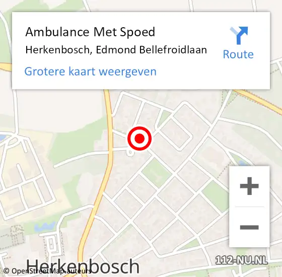 Locatie op kaart van de 112 melding: Ambulance Met Spoed Naar Herkenbosch, Edmond Bellefroidlaan op 13 september 2024 19:17