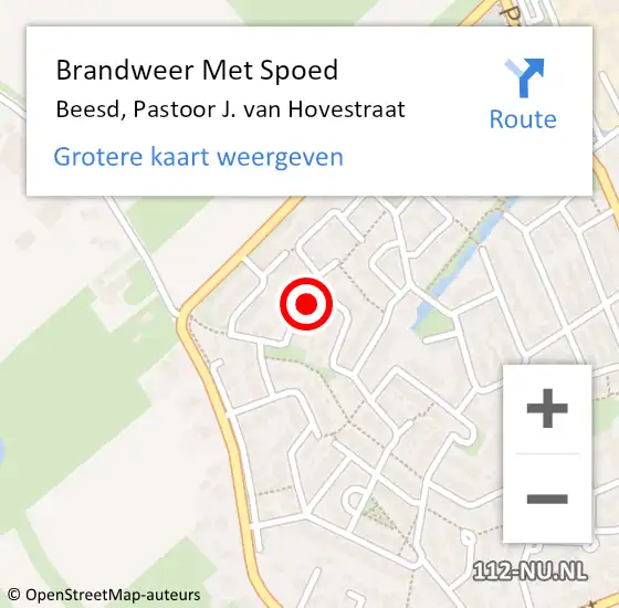 Locatie op kaart van de 112 melding: Brandweer Met Spoed Naar Beesd, Pastoor J. van Hovestraat op 13 september 2024 19:25