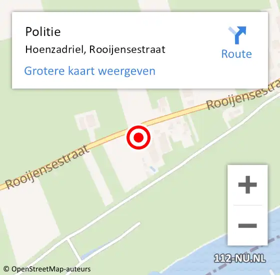 Locatie op kaart van de 112 melding: Politie Hoenzadriel, Rooijensestraat op 13 september 2024 19:32