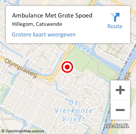 Locatie op kaart van de 112 melding: Ambulance Met Grote Spoed Naar Hillegom, Catswende op 13 september 2024 19:38