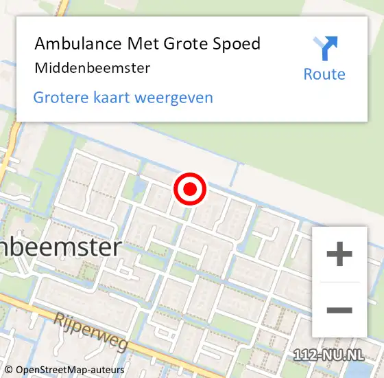 Locatie op kaart van de 112 melding: Ambulance Met Grote Spoed Naar Middenbeemster op 13 september 2024 19:39