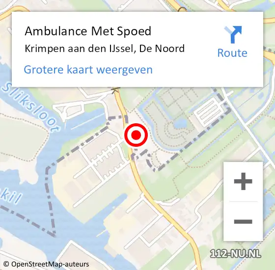 Locatie op kaart van de 112 melding: Ambulance Met Spoed Naar Krimpen aan den IJssel, De Noord op 13 september 2024 20:07