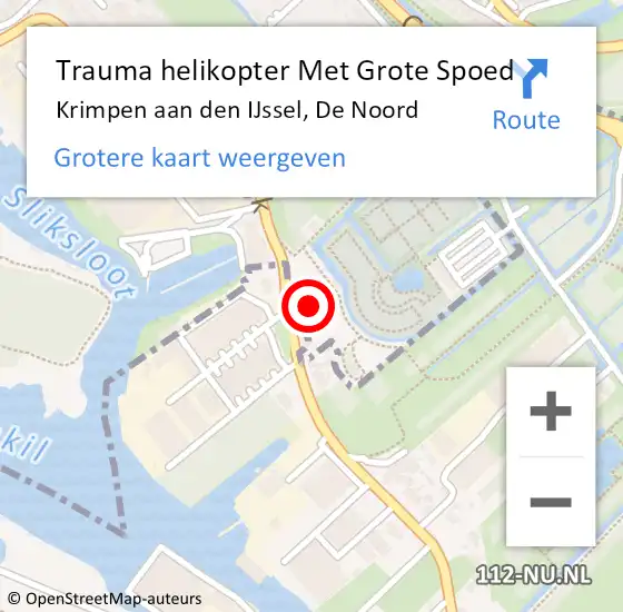 Locatie op kaart van de 112 melding: Trauma helikopter Met Grote Spoed Naar Krimpen aan den IJssel, De Noord op 13 september 2024 20:09