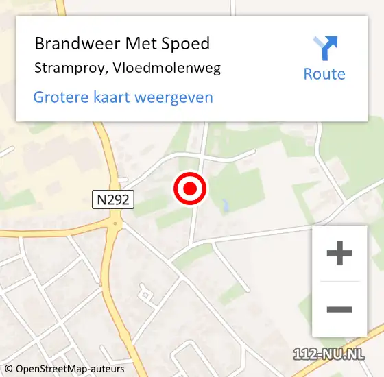 Locatie op kaart van de 112 melding: Brandweer Met Spoed Naar Stramproy, Vloedmolenweg op 13 september 2024 20:15