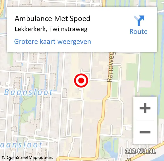 Locatie op kaart van de 112 melding: Ambulance Met Spoed Naar Lekkerkerk, Twijnstraweg op 13 september 2024 20:23