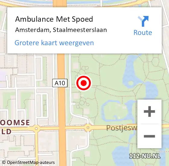 Locatie op kaart van de 112 melding: Ambulance Met Spoed Naar Amsterdam, Staalmeesterslaan op 13 september 2024 20:25