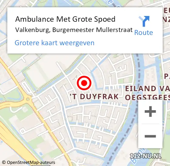 Locatie op kaart van de 112 melding: Ambulance Met Grote Spoed Naar Valkenburg, Burgemeester Mullerstraat op 13 september 2024 20:36