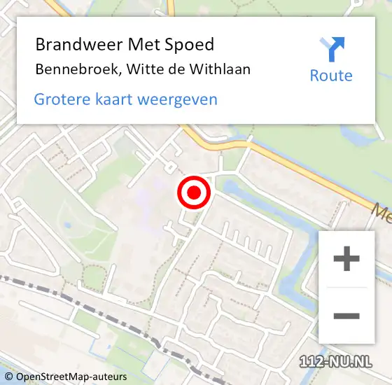 Locatie op kaart van de 112 melding: Brandweer Met Spoed Naar Bennebroek, Witte de Withlaan op 13 september 2024 20:54