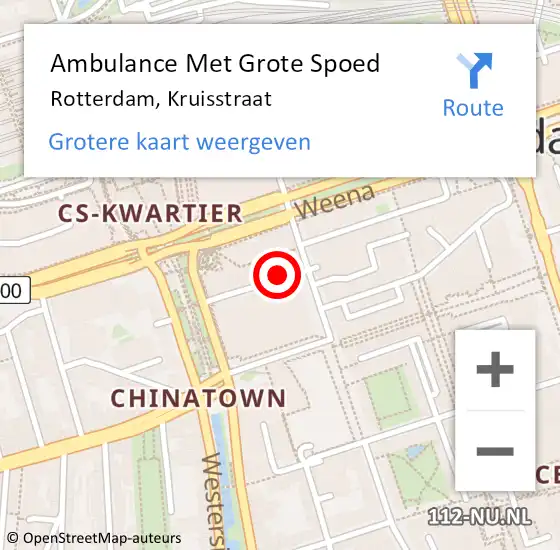 Locatie op kaart van de 112 melding: Ambulance Met Grote Spoed Naar Rotterdam, Kruisstraat op 13 september 2024 21:04