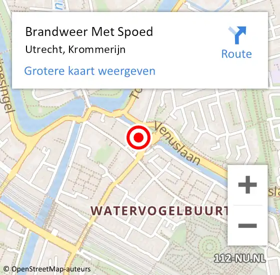 Locatie op kaart van de 112 melding: Brandweer Met Spoed Naar Utrecht, Krommerijn op 13 september 2024 21:44