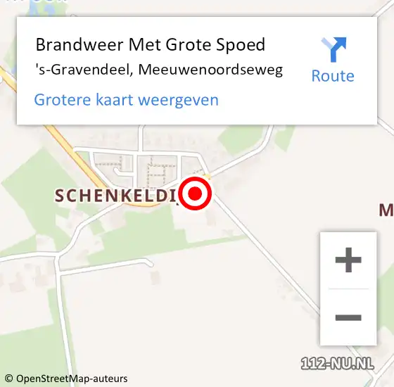 Locatie op kaart van de 112 melding: Brandweer Met Grote Spoed Naar 's-Gravendeel, Meeuwenoordseweg op 13 september 2024 21:51