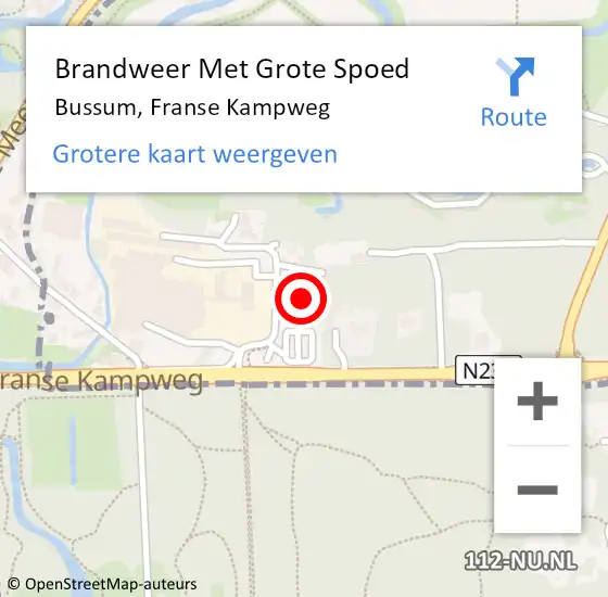 Locatie op kaart van de 112 melding: Brandweer Met Grote Spoed Naar Bussum, Franse Kampweg op 13 september 2024 22:00