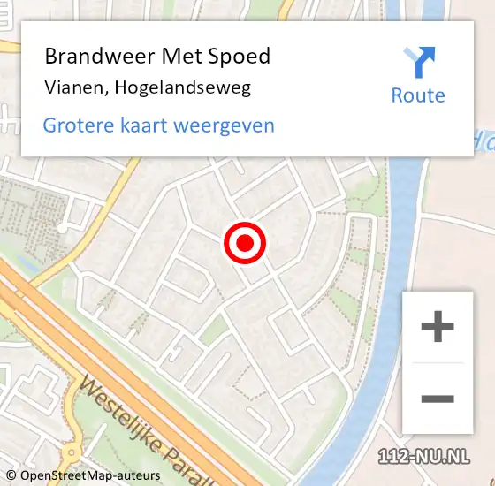 Locatie op kaart van de 112 melding: Brandweer Met Spoed Naar Vianen, Hogelandseweg op 13 september 2024 22:05