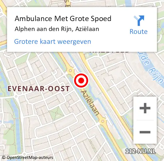 Locatie op kaart van de 112 melding: Ambulance Met Grote Spoed Naar Alphen aan den Rijn, Aziëlaan op 13 september 2024 22:06