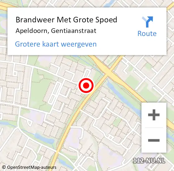 Locatie op kaart van de 112 melding: Brandweer Met Grote Spoed Naar Apeldoorn, Gentiaanstraat op 13 september 2024 22:37