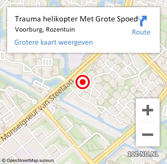 Locatie op kaart van de 112 melding: Trauma helikopter Met Grote Spoed Naar Voorburg, Rozentuin op 13 september 2024 22:42