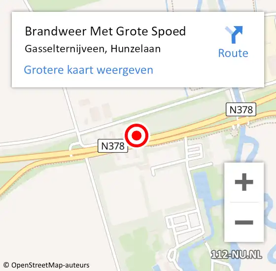 Locatie op kaart van de 112 melding: Brandweer Met Grote Spoed Naar Gasselternijveen, Hunzelaan op 20 oktober 2014 05:23