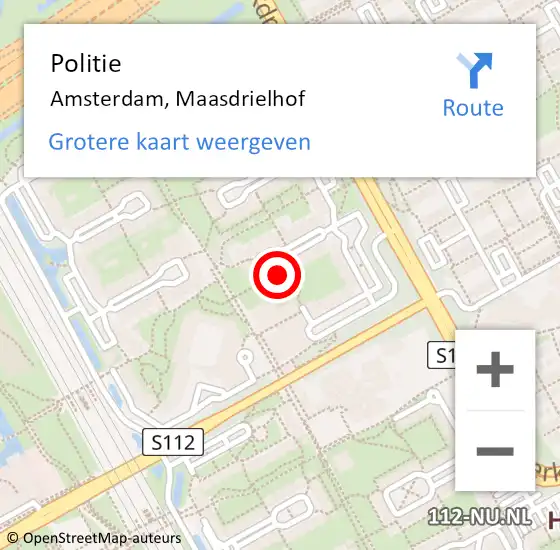 Locatie op kaart van de 112 melding: Politie Amsterdam, Maasdrielhof op 13 september 2024 22:53