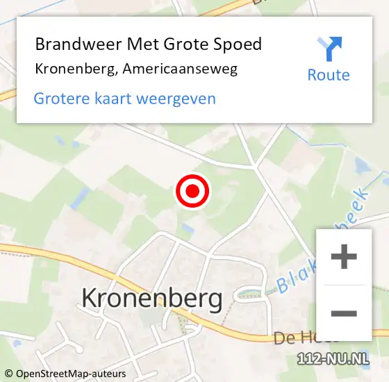 Locatie op kaart van de 112 melding: Brandweer Met Grote Spoed Naar Kronenberg, Americaanseweg op 13 september 2024 22:57