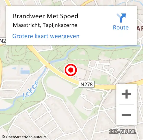 Locatie op kaart van de 112 melding: Brandweer Met Spoed Naar Maastricht, Tapijnkazerne op 13 september 2024 23:22