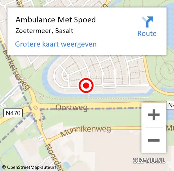 Locatie op kaart van de 112 melding: Ambulance Met Spoed Naar Zoetermeer, Basalt op 13 september 2024 23:23