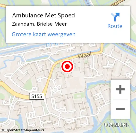 Locatie op kaart van de 112 melding: Ambulance Met Spoed Naar Zaandam, Brielse Meer op 13 september 2024 23:34