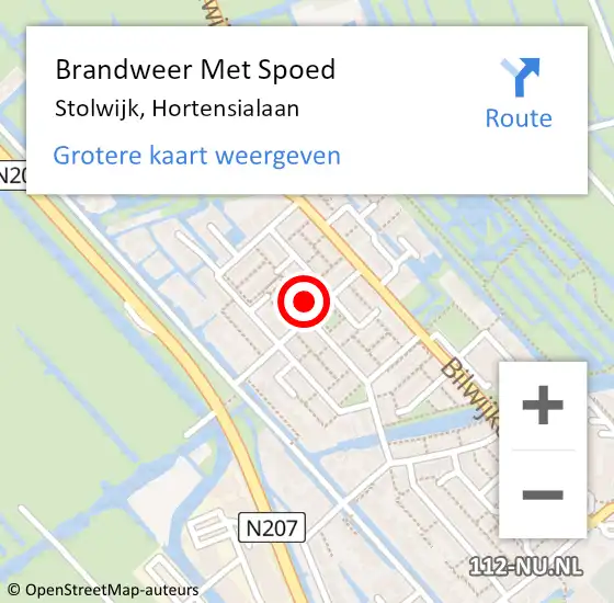 Locatie op kaart van de 112 melding: Brandweer Met Spoed Naar Stolwijk, Hortensialaan op 13 september 2024 23:39