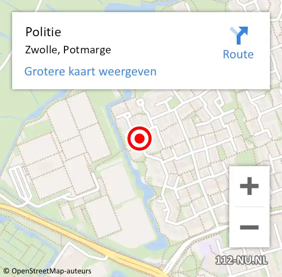 Locatie op kaart van de 112 melding: Politie Zwolle, Potmarge op 14 september 2024 00:04