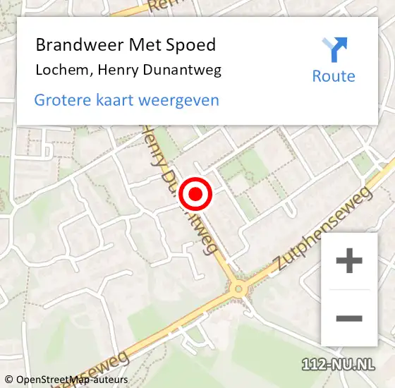 Locatie op kaart van de 112 melding: Brandweer Met Spoed Naar Lochem, Henry Dunantweg op 14 september 2024 00:04