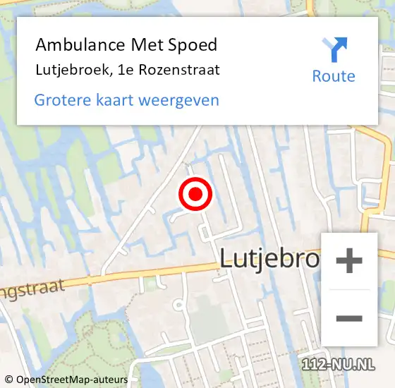 Locatie op kaart van de 112 melding: Ambulance Met Spoed Naar Lutjebroek, 1e Rozenstraat op 20 oktober 2014 05:46