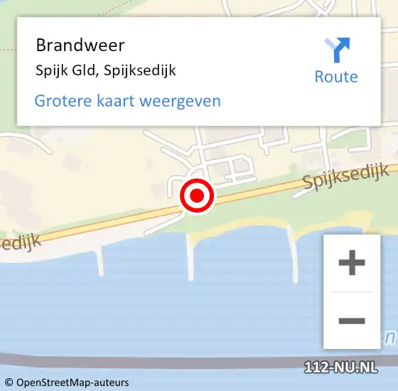 Locatie op kaart van de 112 melding: Brandweer Spijk Gld, Spijksedijk op 14 september 2024 00:28