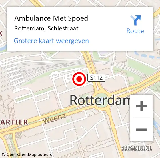 Locatie op kaart van de 112 melding: Ambulance Met Spoed Naar Rotterdam, Schiestraat op 14 september 2024 00:36