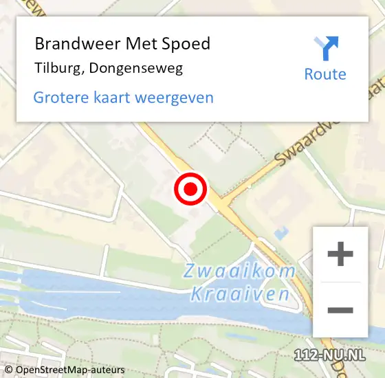 Locatie op kaart van de 112 melding: Brandweer Met Spoed Naar Tilburg, Dongenseweg op 14 september 2024 00:39