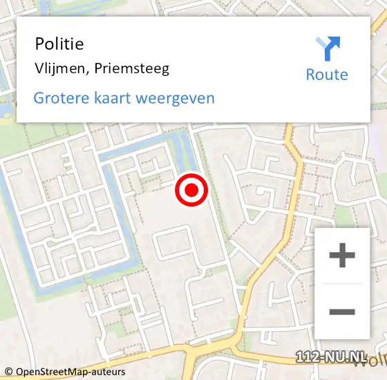 Locatie op kaart van de 112 melding: Politie Vlijmen, Priemsteeg op 14 september 2024 01:13