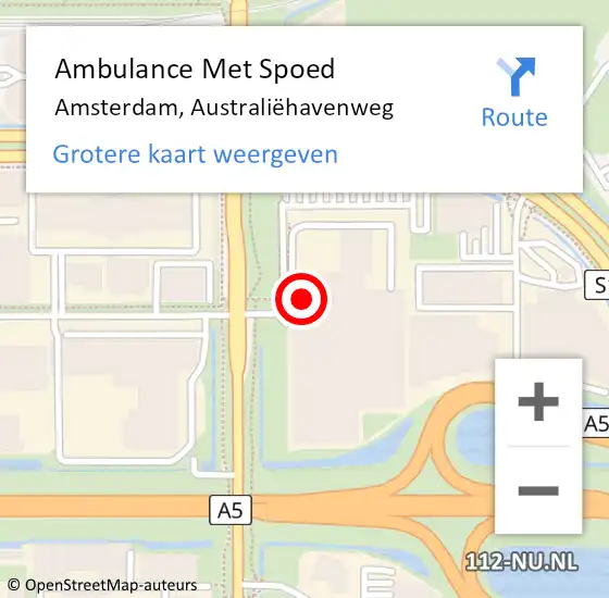 Locatie op kaart van de 112 melding: Ambulance Met Spoed Naar Amsterdam, Australiëhavenweg op 14 september 2024 01:32