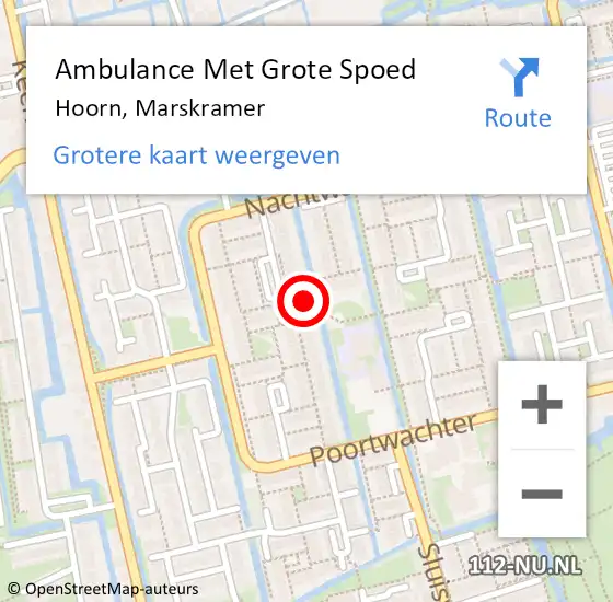 Locatie op kaart van de 112 melding: Ambulance Met Grote Spoed Naar Hoorn, Marskramer op 14 september 2024 01:35