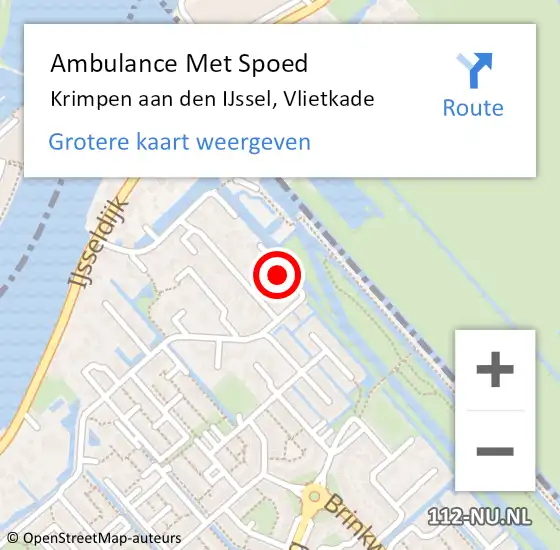 Locatie op kaart van de 112 melding: Ambulance Met Spoed Naar Krimpen aan den IJssel, Vlietkade op 14 september 2024 02:10