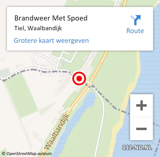 Locatie op kaart van de 112 melding: Brandweer Met Spoed Naar Tiel, Waalbandijk op 14 september 2024 03:32