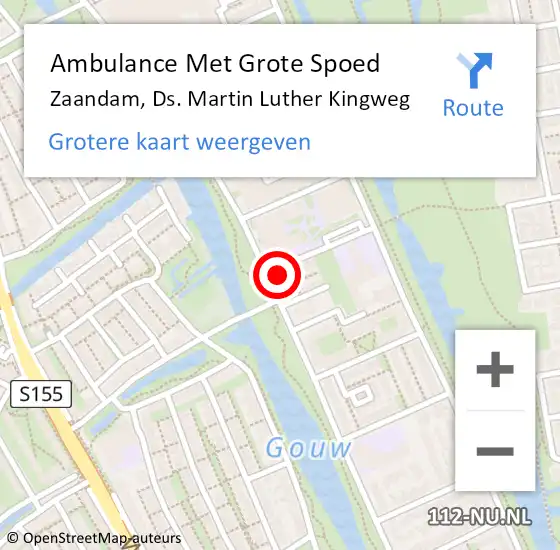 Locatie op kaart van de 112 melding: Ambulance Met Grote Spoed Naar Zaandam, Ds. Martin Luther Kingweg op 14 september 2024 03:39